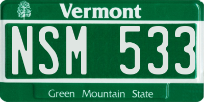 VT license plate NSM533