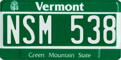 VT license plate NSM538