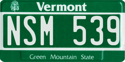 VT license plate NSM539