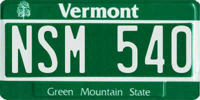 VT license plate NSM540