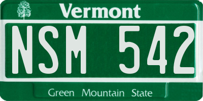 VT license plate NSM542