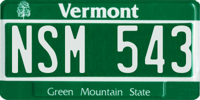VT license plate NSM543