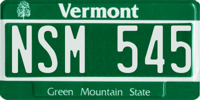 VT license plate NSM545