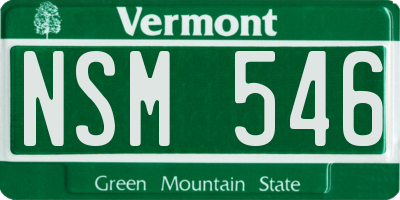 VT license plate NSM546