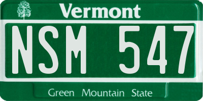VT license plate NSM547