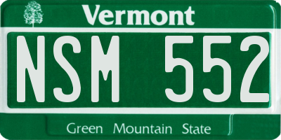 VT license plate NSM552