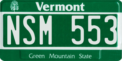 VT license plate NSM553