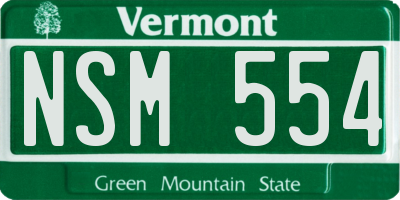 VT license plate NSM554
