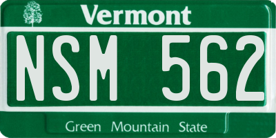 VT license plate NSM562