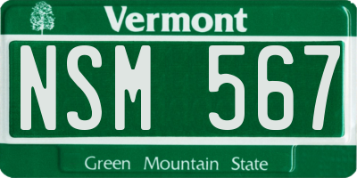 VT license plate NSM567