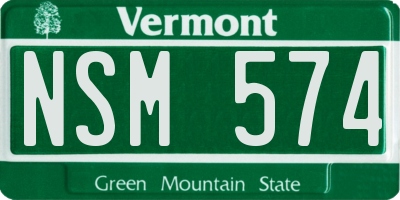 VT license plate NSM574