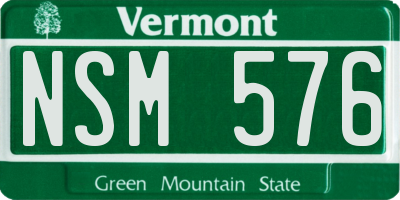 VT license plate NSM576