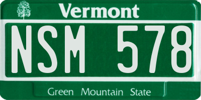 VT license plate NSM578