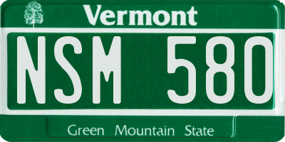 VT license plate NSM580