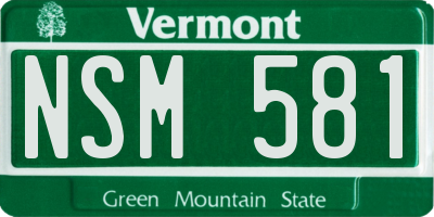 VT license plate NSM581