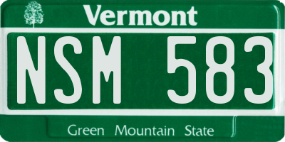 VT license plate NSM583