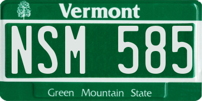 VT license plate NSM585