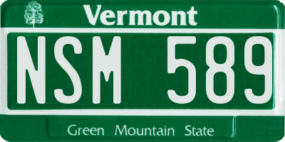 VT license plate NSM589