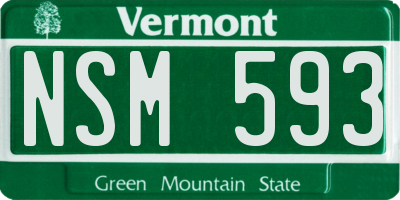 VT license plate NSM593