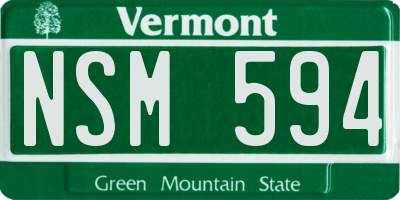 VT license plate NSM594