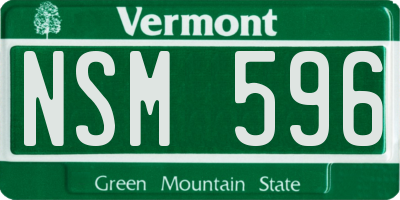 VT license plate NSM596