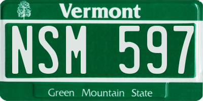 VT license plate NSM597
