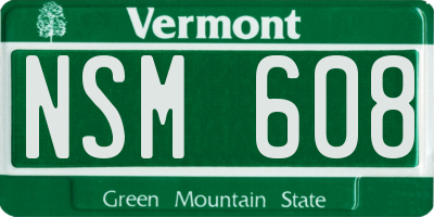 VT license plate NSM608