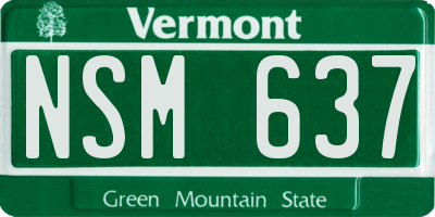 VT license plate NSM637