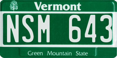 VT license plate NSM643