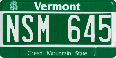 VT license plate NSM645