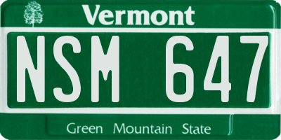 VT license plate NSM647
