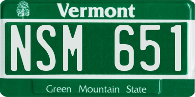 VT license plate NSM651