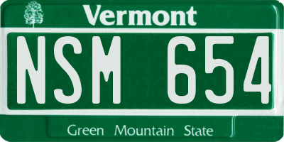 VT license plate NSM654