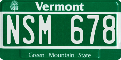 VT license plate NSM678