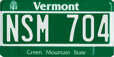 VT license plate NSM704