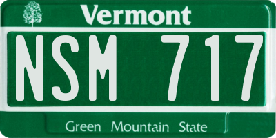 VT license plate NSM717