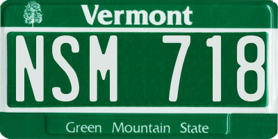 VT license plate NSM718