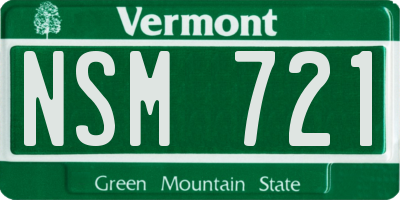 VT license plate NSM721