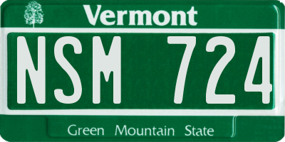 VT license plate NSM724