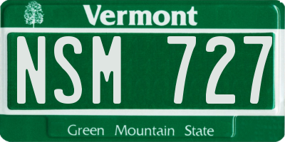 VT license plate NSM727