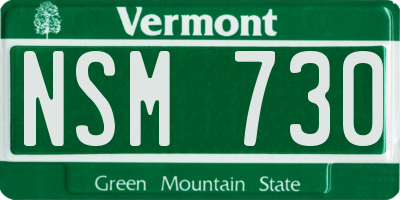 VT license plate NSM730