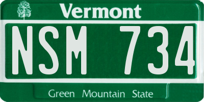 VT license plate NSM734