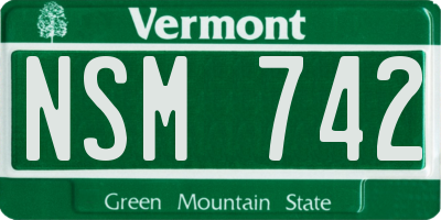 VT license plate NSM742