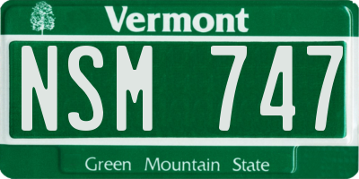 VT license plate NSM747