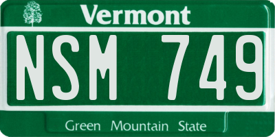 VT license plate NSM749