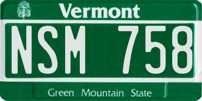 VT license plate NSM758