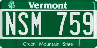 VT license plate NSM759