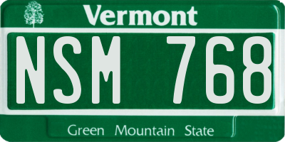 VT license plate NSM768