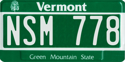 VT license plate NSM778