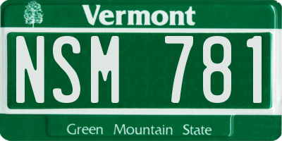 VT license plate NSM781